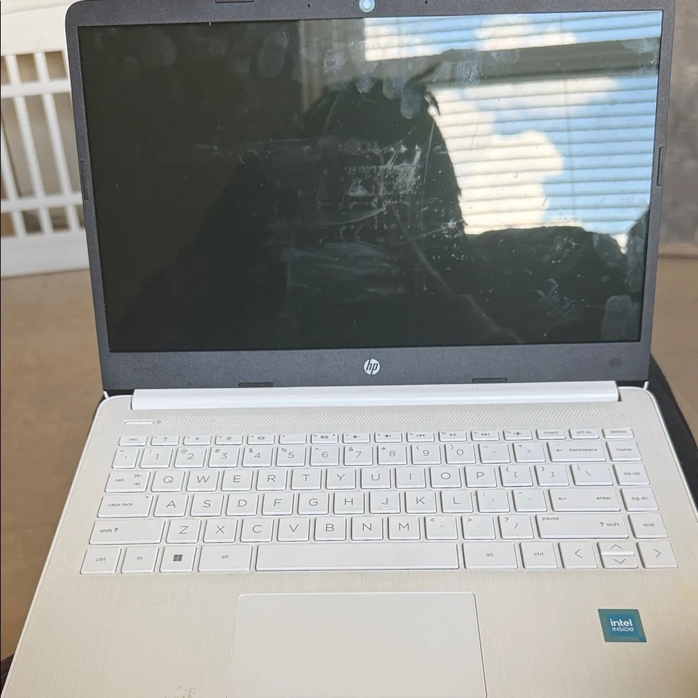 HP White and Black Laptop
